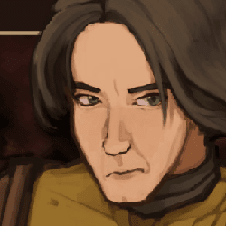 An illustration of (around) 20-year old Trent Reznor in a damaged Quake 1 Ranger suit. He has an angry expression and is holding a bloody axe.